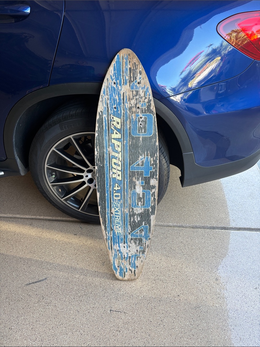 4.0 Distressed Blue Wood Surf-Style Decorative Board